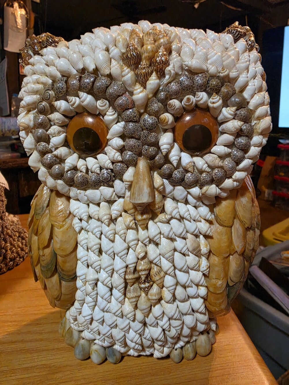 10" Tall Vintage Sea Shell Owl